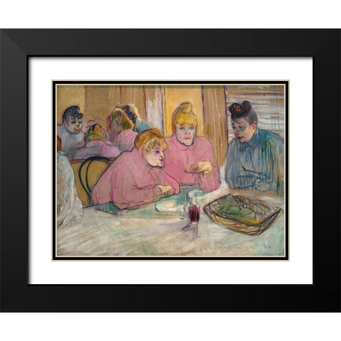 The Ladies in the Dining Room Black Modern Wood Framed Art Print with Double Matting by Toulouse-Lautrec, Henri de