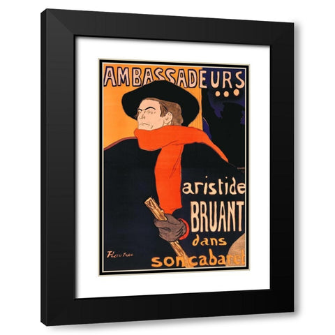 Ambassadeurs Aristide Bruant Black Modern Wood Framed Art Print with Double Matting by Toulouse-Lautrec, Henri de