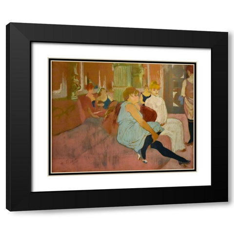 Au salon de la rue des Moulins Black Modern Wood Framed Art Print with Double Matting by Toulouse-Lautrec, Henri de