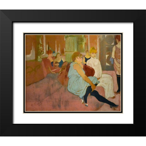 Au salon de la rue des Moulins Black Modern Wood Framed Art Print with Double Matting by Toulouse-Lautrec, Henri de