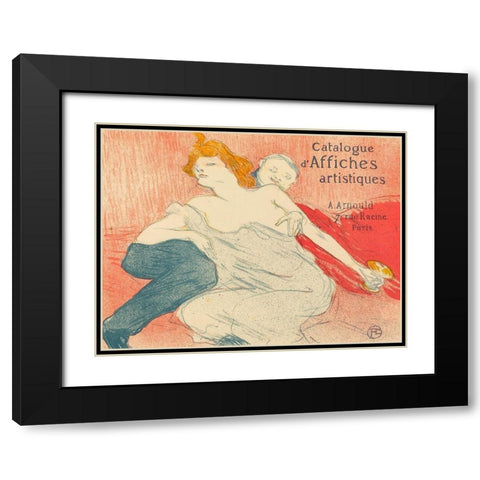 Debauchery Black Modern Wood Framed Art Print with Double Matting by Toulouse-Lautrec, Henri de