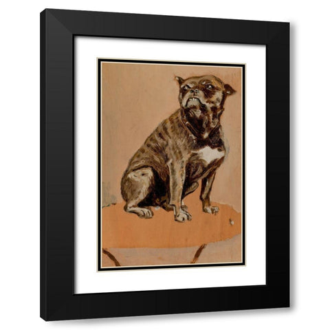 Touc, Seated on a Table Black Modern Wood Framed Art Print with Double Matting by Toulouse-Lautrec, Henri de