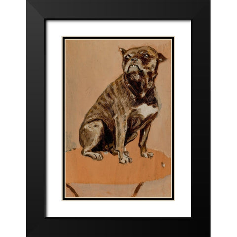 Touc, Seated on a Table Black Modern Wood Framed Art Print with Double Matting by Toulouse-Lautrec, Henri de
