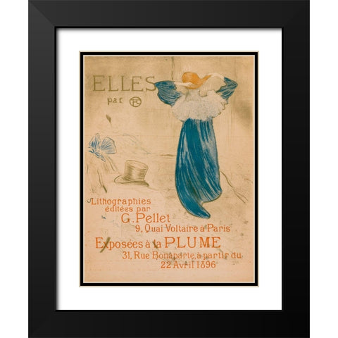 Elles, Frontispiece Black Modern Wood Framed Art Print with Double Matting by Toulouse-Lautrec, Henri de