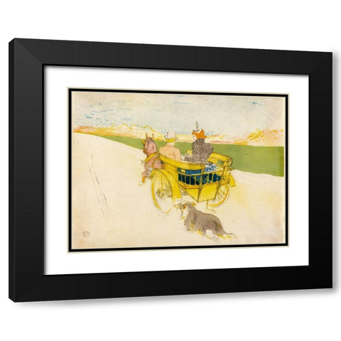 Country Outing Black Modern Wood Framed Art Print with Double Matting by Toulouse-Lautrec, Henri de
