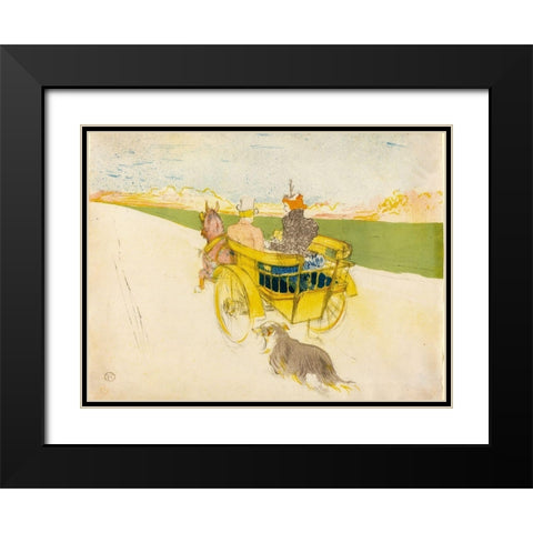 Country Outing Black Modern Wood Framed Art Print with Double Matting by Toulouse-Lautrec, Henri de