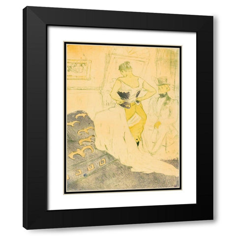 Woman in Corset Black Modern Wood Framed Art Print with Double Matting by Toulouse-Lautrec, Henri de