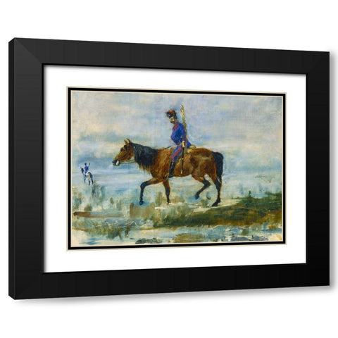 Hussars Black Modern Wood Framed Art Print with Double Matting by Toulouse-Lautrec, Henri de