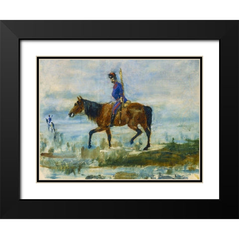 Hussars Black Modern Wood Framed Art Print with Double Matting by Toulouse-Lautrec, Henri de