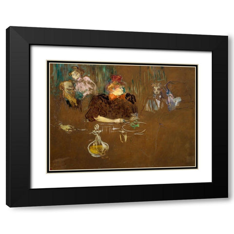 At the Table of Monsieur and Madame Natanson Black Modern Wood Framed Art Print with Double Matting by Toulouse-Lautrec, Henri de