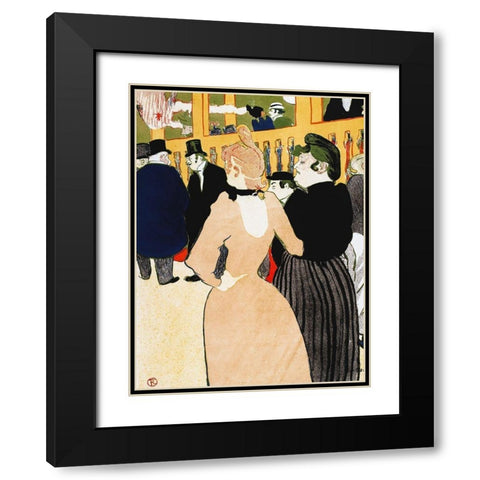 Au Moulin Rouge, la Goulue et sa soeur Black Modern Wood Framed Art Print with Double Matting by Toulouse-Lautrec, Henri de