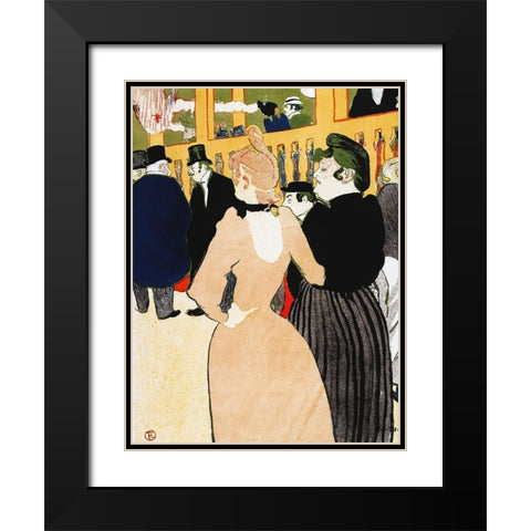Au Moulin Rouge, la Goulue et sa soeur Black Modern Wood Framed Art Print with Double Matting by Toulouse-Lautrec, Henri de