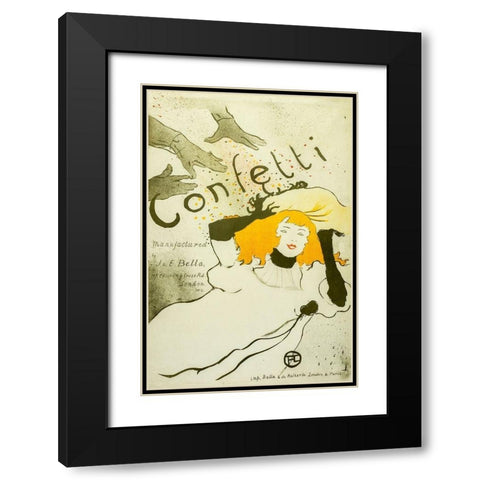 Confetti, 1927 Black Modern Wood Framed Art Print with Double Matting by Toulouse-Lautrec, Henri de
