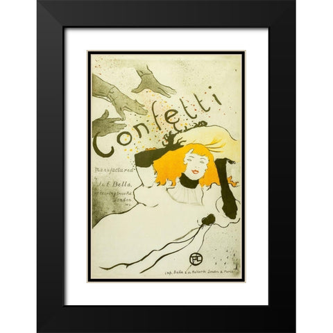 Confetti, 1927 Black Modern Wood Framed Art Print with Double Matting by Toulouse-Lautrec, Henri de