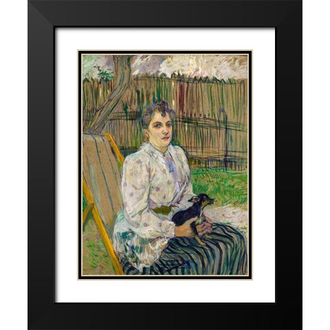 Lady with a Dog Black Modern Wood Framed Art Print with Double Matting by Toulouse-Lautrec, Henri de