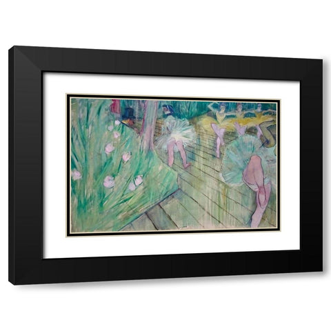 Ballet Scene Black Modern Wood Framed Art Print with Double Matting by Toulouse-Lautrec, Henri de