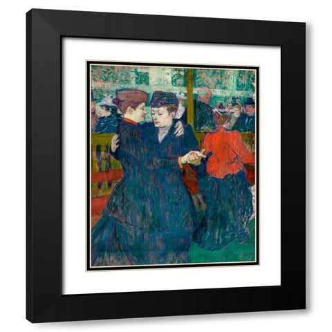 At the Moulin-Rouges, Two Women Walzing Black Modern Wood Framed Art Print with Double Matting by Toulouse-Lautrec, Henri de