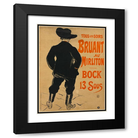 Aristide Bruant Black Modern Wood Framed Art Print with Double Matting by Toulouse-Lautrec, Henri de