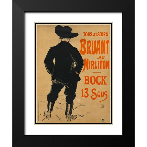 Aristide Bruant Black Modern Wood Framed Art Print with Double Matting by Toulouse-Lautrec, Henri de