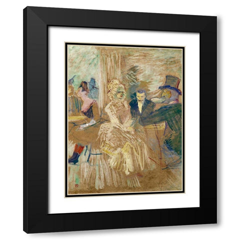 The Masked Ball at Elysee Montmartre Black Modern Wood Framed Art Print with Double Matting by Toulouse-Lautrec, Henri de