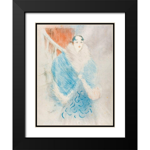 Elsa, called The Viennese Black Modern Wood Framed Art Print with Double Matting by Toulouse-Lautrec, Henri de