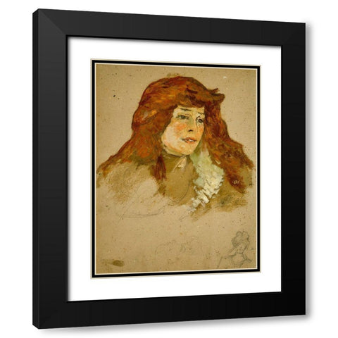 Mme Lili Grenier Black Modern Wood Framed Art Print with Double Matting by Toulouse-Lautrec, Henri de