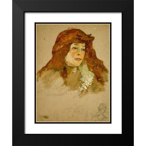 Mme Lili Grenier Black Modern Wood Framed Art Print with Double Matting by Toulouse-Lautrec, Henri de