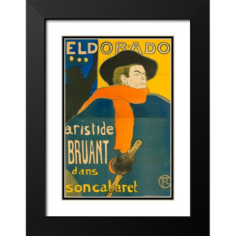 Eldorado Aristide Bruant Black Modern Wood Framed Art Print with Double Matting by Toulouse-Lautrec, Henri de