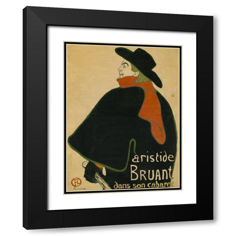 Aristide Bruant, in His Cabaret Black Modern Wood Framed Art Print with Double Matting by Toulouse-Lautrec, Henri de
