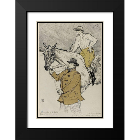 The Jockey Going to the Post Black Modern Wood Framed Art Print with Double Matting by Toulouse-Lautrec, Henri de