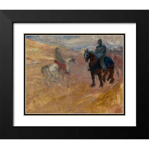 Two Knights in Armor Black Modern Wood Framed Art Print with Double Matting by Toulouse-Lautrec, Henri de