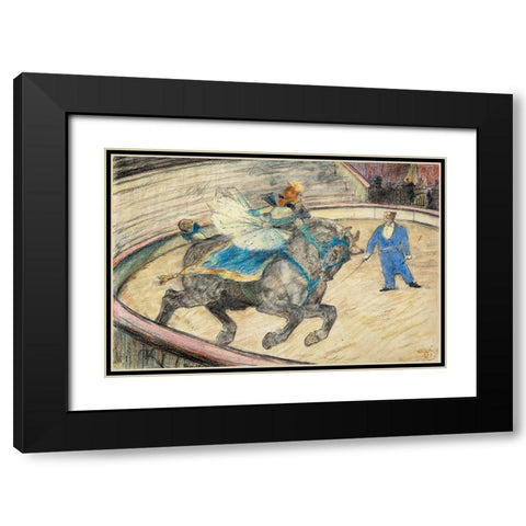 At the Circus Work in the Ring Black Modern Wood Framed Art Print with Double Matting by Toulouse-Lautrec, Henri de