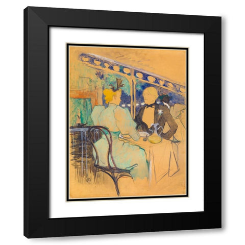 Fashionable People at Les Ambassadeurs Black Modern Wood Framed Art Print with Double Matting by Toulouse-Lautrec, Henri de