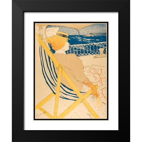 The Passenger in Cabin 54 Black Modern Wood Framed Art Print with Double Matting by Toulouse-Lautrec, Henri de