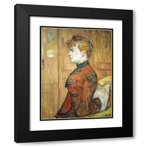 Portrait Study of a Woman Black Modern Wood Framed Art Print with Double Matting by Toulouse-Lautrec, Henri de