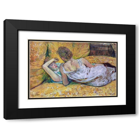 Les Deux Amies Black Modern Wood Framed Art Print with Double Matting by Toulouse-Lautrec, Henri de