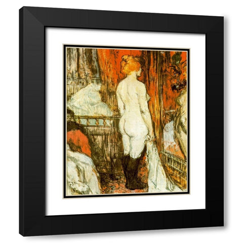 Naked Woman in Front of Her Mirror Black Modern Wood Framed Art Print with Double Matting by Toulouse-Lautrec, Henri de