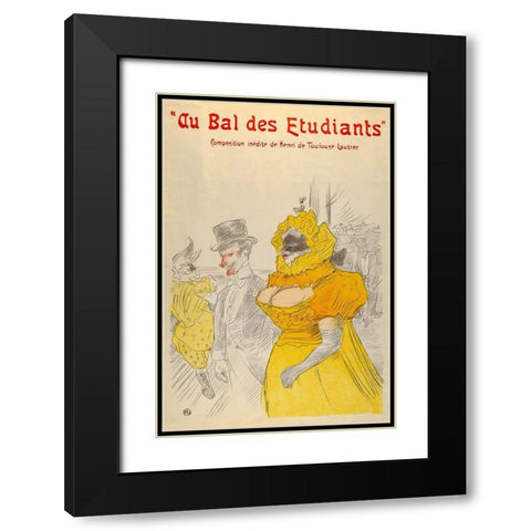 Au Bal des Etudiants Black Modern Wood Framed Art Print with Double Matting by Toulouse-Lautrec, Henri de