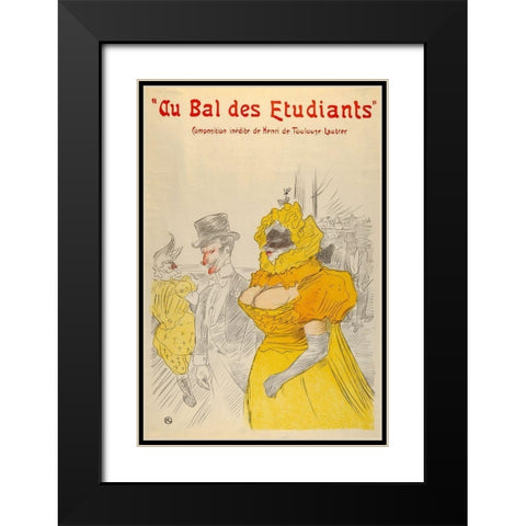 Au Bal des Etudiants Black Modern Wood Framed Art Print with Double Matting by Toulouse-Lautrec, Henri de