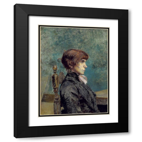 Portrait of Jeanne Wenz Black Modern Wood Framed Art Print with Double Matting by Toulouse-Lautrec, Henri de