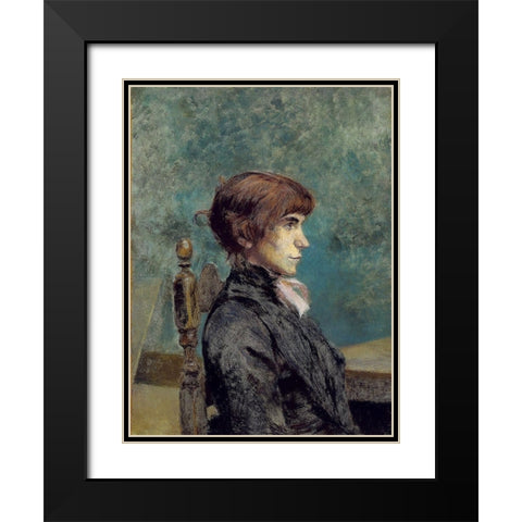 Portrait of Jeanne Wenz Black Modern Wood Framed Art Print with Double Matting by Toulouse-Lautrec, Henri de