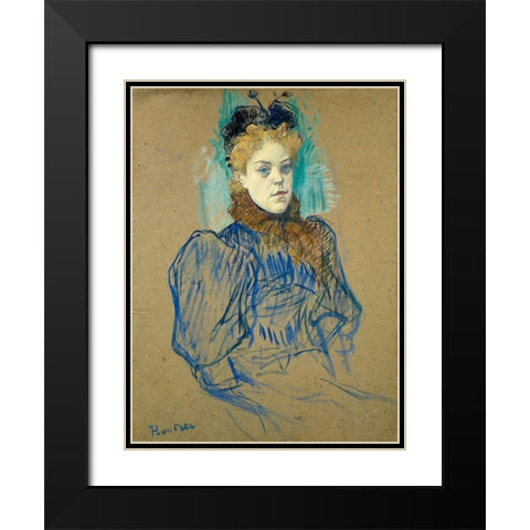 May Milton 1895 Black Modern Wood Framed Art Print with Double Matting by Toulouse-Lautrec, Henri de