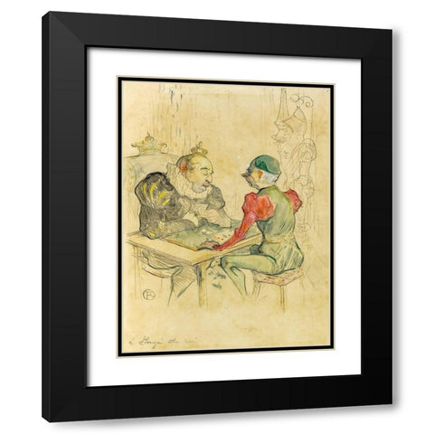 Le bezigue Black Modern Wood Framed Art Print with Double Matting by Toulouse-Lautrec, Henri de