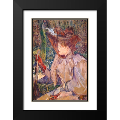 Woman with Gloves Black Modern Wood Framed Art Print with Double Matting by Toulouse-Lautrec, Henri de