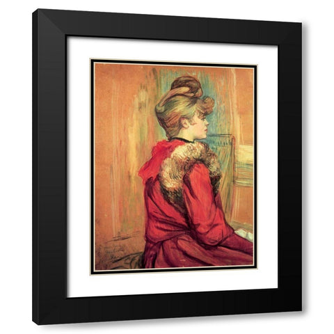 Girl in a Fur, Mademoiselle Jeanne Fontaine Black Modern Wood Framed Art Print with Double Matting by Toulouse-Lautrec, Henri de
