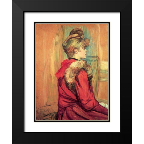 Girl in a Fur, Mademoiselle Jeanne Fontaine Black Modern Wood Framed Art Print with Double Matting by Toulouse-Lautrec, Henri de