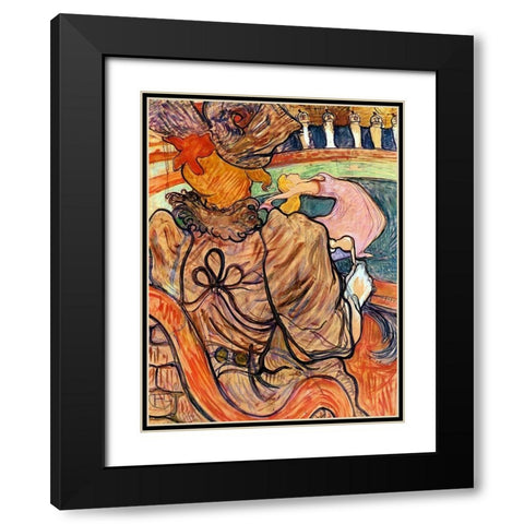 At the Nouveau Cirque the Dancer and Five Stuffed Shirts Black Modern Wood Framed Art Print with Double Matting by Toulouse-Lautrec, Henri de