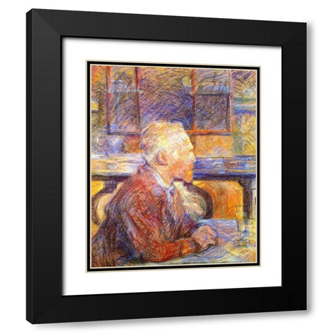 Portrait of Vincent van Gogh Black Modern Wood Framed Art Print with Double Matting by Toulouse-Lautrec, Henri de