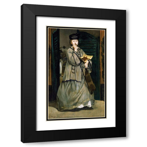 Street Singer Black Modern Wood Framed Art Print with Double Matting by Manet, Edouard