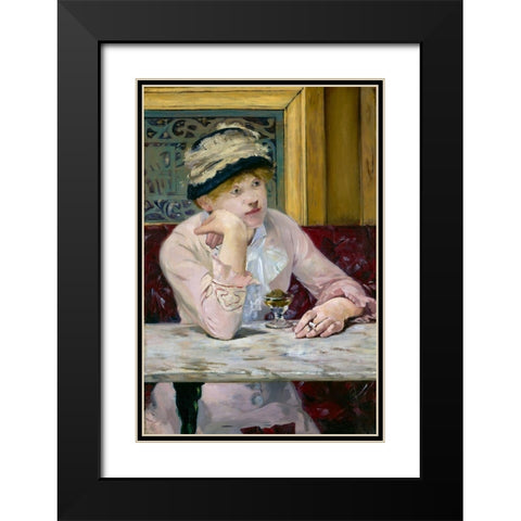 Plum Brandy Black Modern Wood Framed Art Print with Double Matting by Manet, Edouard